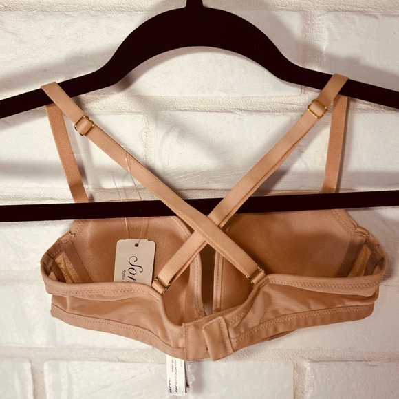 NWT Soma Lightest Lift Lined Demi Underwire Lace Bra 32 B Light Tan Nude #0302 - Picture 3 of 14